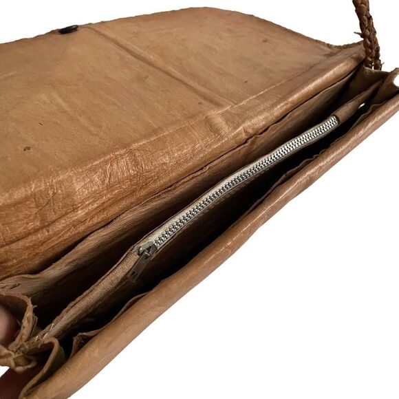 Vintage Handmade Brown Leather Snakeskin Shoulder Crossbody Clutch Purse Bag - Picture 10 of 14